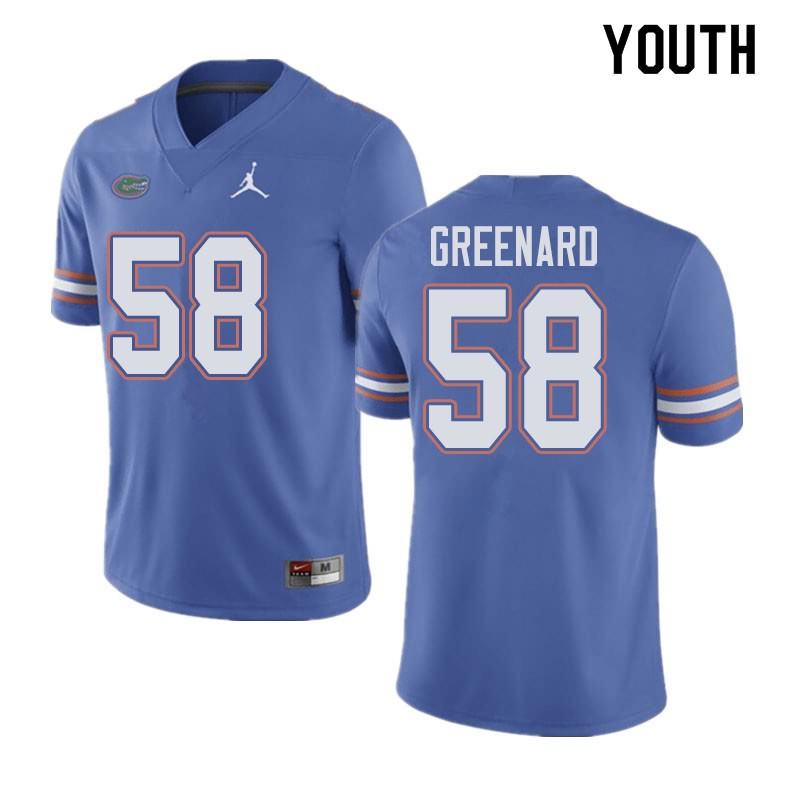 Youth NCAA Florida Gators Jonathan Greenard #58 Stitched Authentic Jordan Brand Blue College Football Jersey MWT2665RI